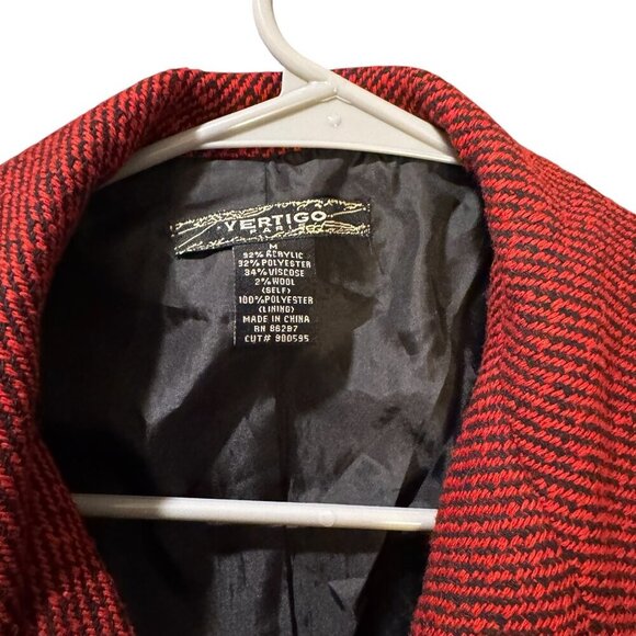 VERTIGO PARIS Red Wool Blend Trench Coat - Size Medium - Picture 4 of 5